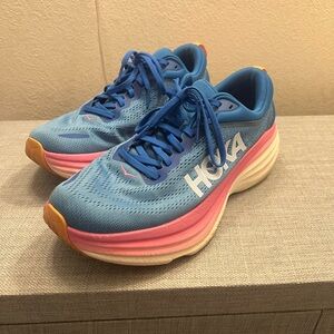Hoka Bondi 8 blue and pink women’s